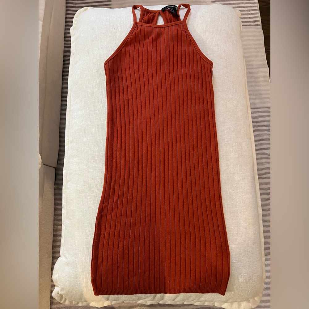 Burnt orange fitted dress XS